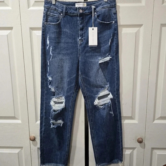 NWT Risen Size 15/32 Girlfriend High Rise Jean Josephine Distressed Ankle - Picture 3 of 15